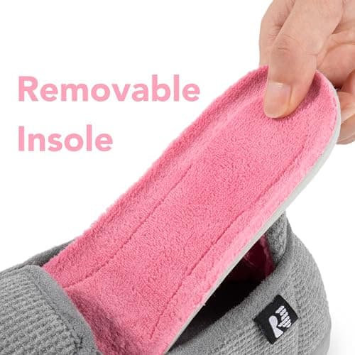 RockDove Women's Two-Tone Hoodback Slipper with Removable Insole, Size 8 US Women, Grey/Pink